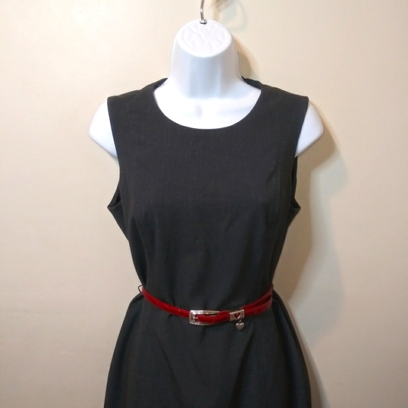 Vicky Tiel American Fashion & Couture Designer Charcoal Gray Sheath Dress - Picture 2 of 13